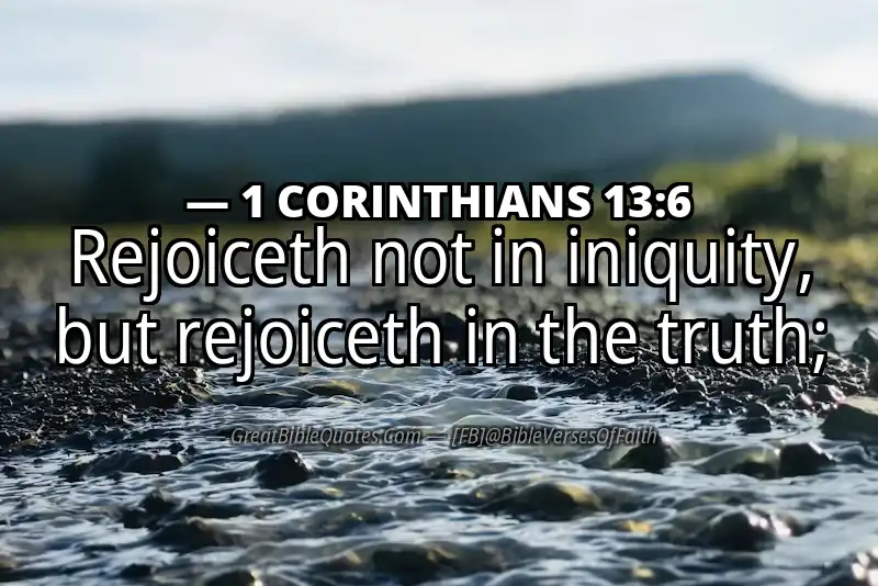 Bible verse: 1 CORINTHIANS 13:6 Image