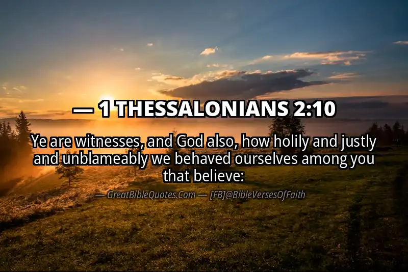 Bible verse: 1 THESSALONIANS 2:10 Image
