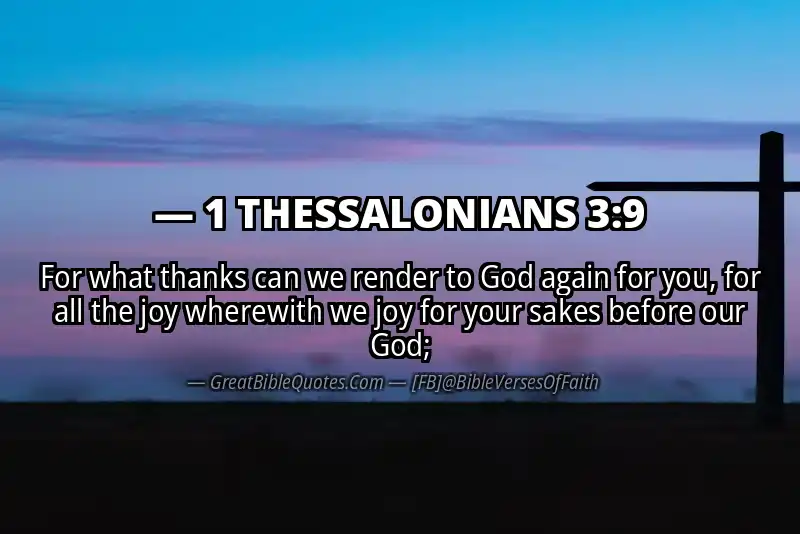 Bible verse: 1 THESSALONIANS 3:9 Image