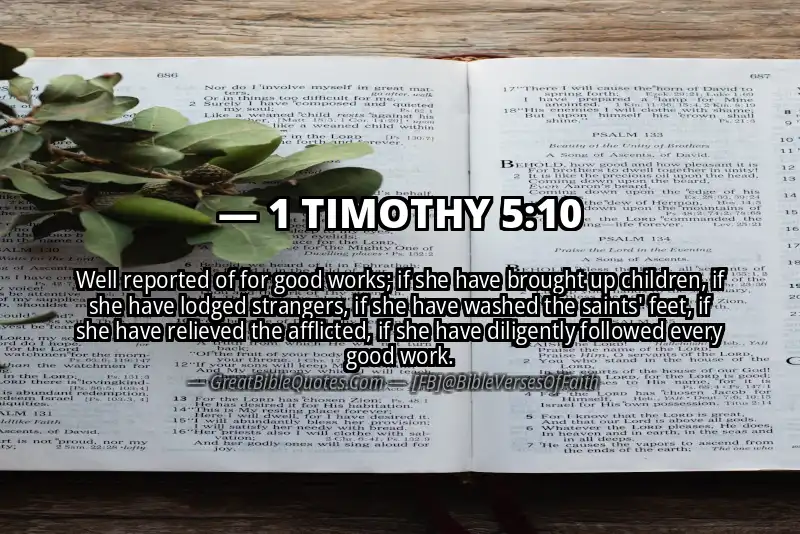 Bible verse: 1 TIMOTHY 5:10 Image