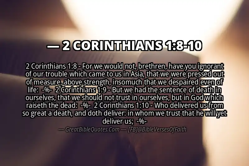 Image for 2 CORINTHIANS 1:8-10 Bible verse