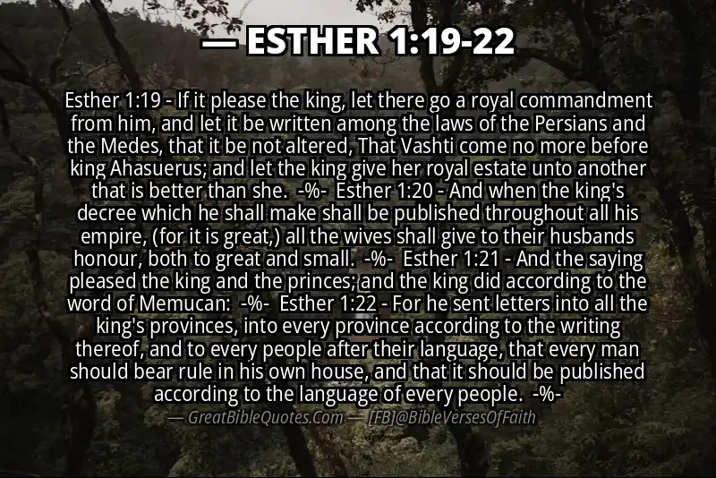 Image for ESTHER 1:19-22 Bible verse