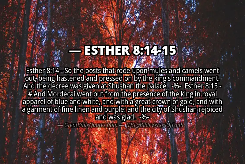 Image for ESTHER 8:14-15 Bible verse