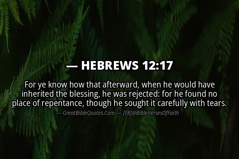 Bible verse: HEBREWS 12:17 Image