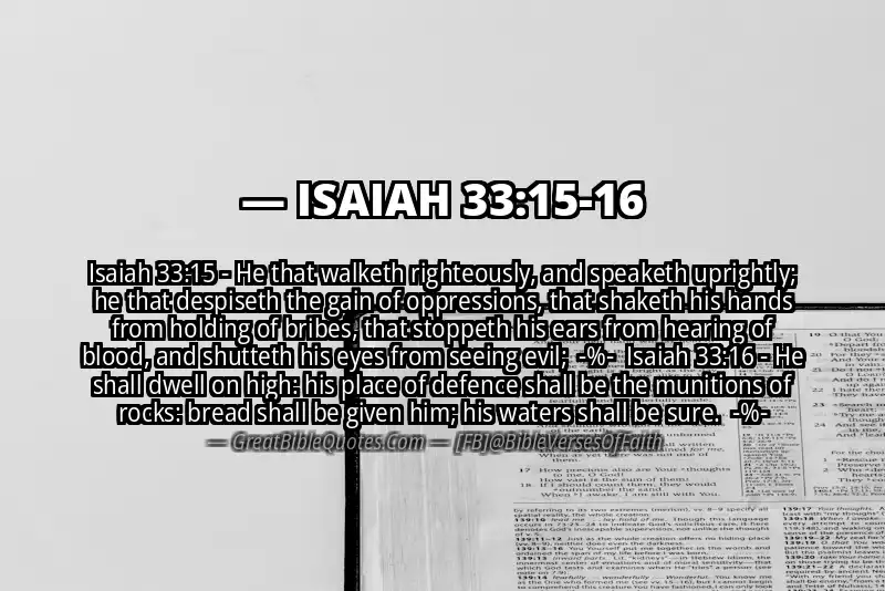Image for ISAIAH 33:15-16 Bible verse