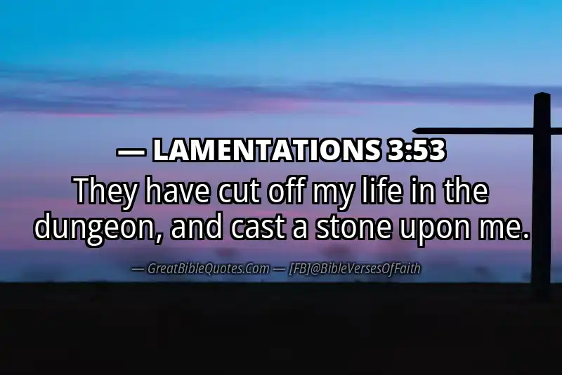 Bible verse: LAMENTATIONS 3:53 Image