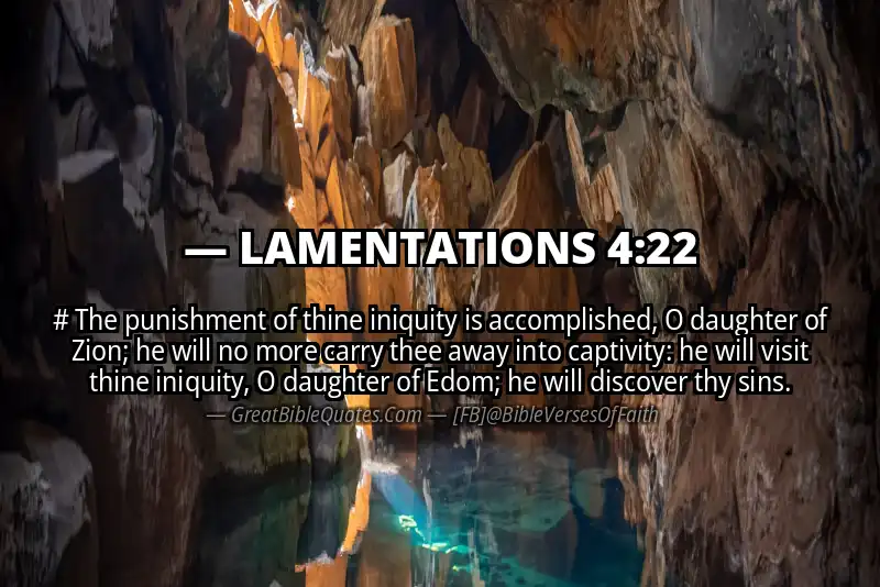 Bible verse: LAMENTATIONS 4:22 Image
