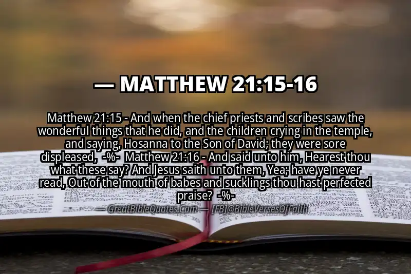 Image for MATTHEW 21:15-16 Bible verse