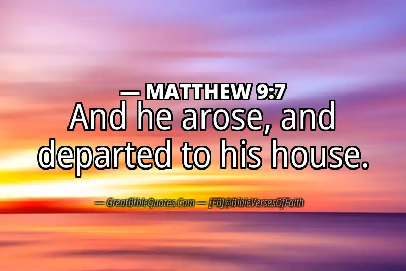 MATTHEW 9:7 Verse Image