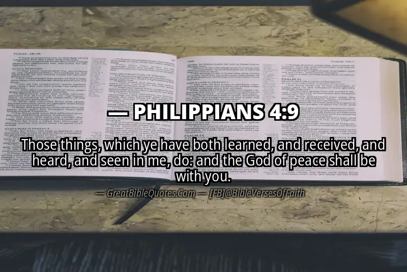 Bible verse: PHILIPPIANS 4:9 Image