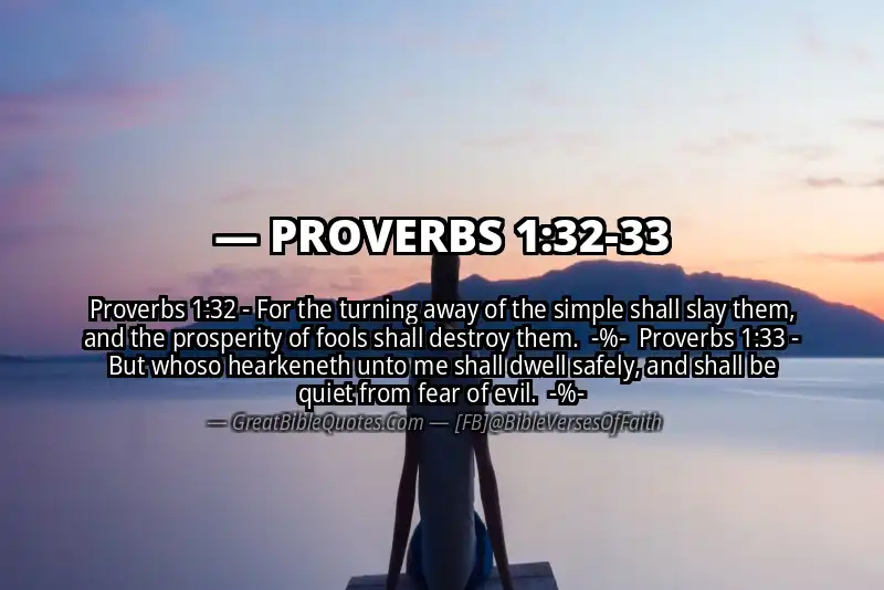 Image for PROVERBS 1:32-33 Bible verse