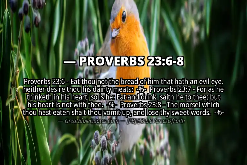 Image for PROVERBS 23:6-8 Bible verse