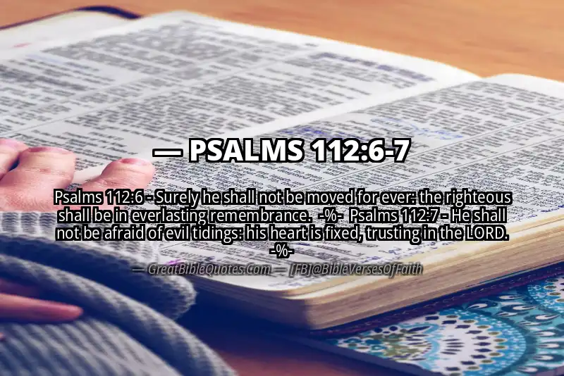 Image for PSALMS 112:6-7 Bible verse