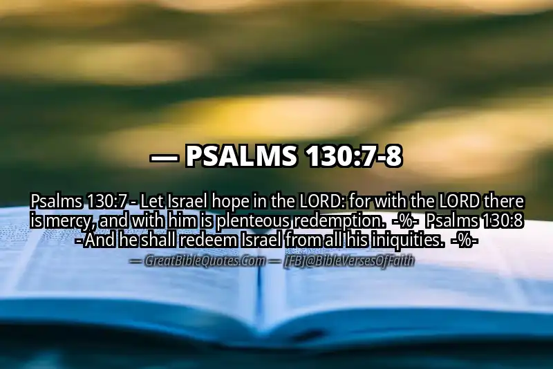 Image for PSALMS 130:7-8 Bible verse